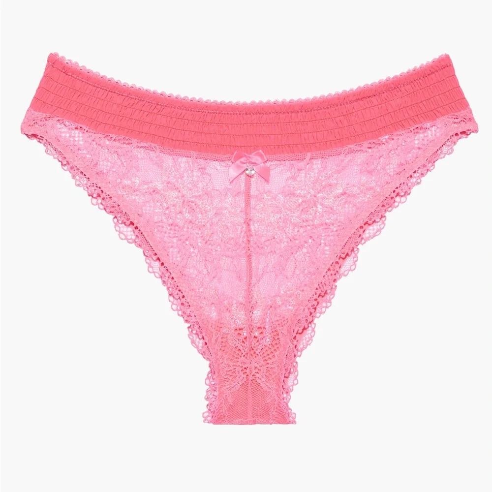 Savage X Fenty Rose Violet Pink Living in the Clouds Iridescent Brazilian Panty